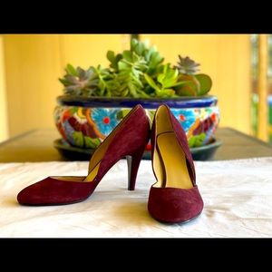 Size 10 Suede Burgundy D’Orsay Heels